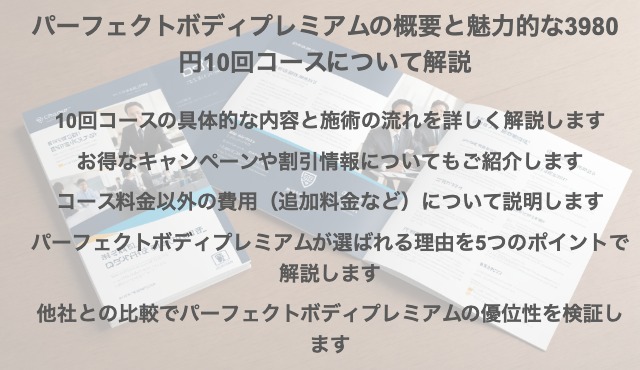 パーフェクトボディプレミアムの概要と魅力的な3980円10回コースについて解説